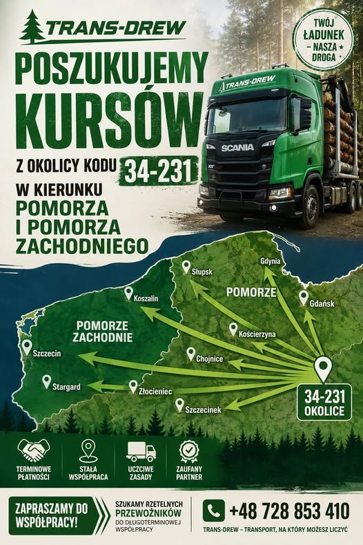 Transport drewna – wolne auta na Pomorze i Pomorze Zachodnie | Trans-Drew